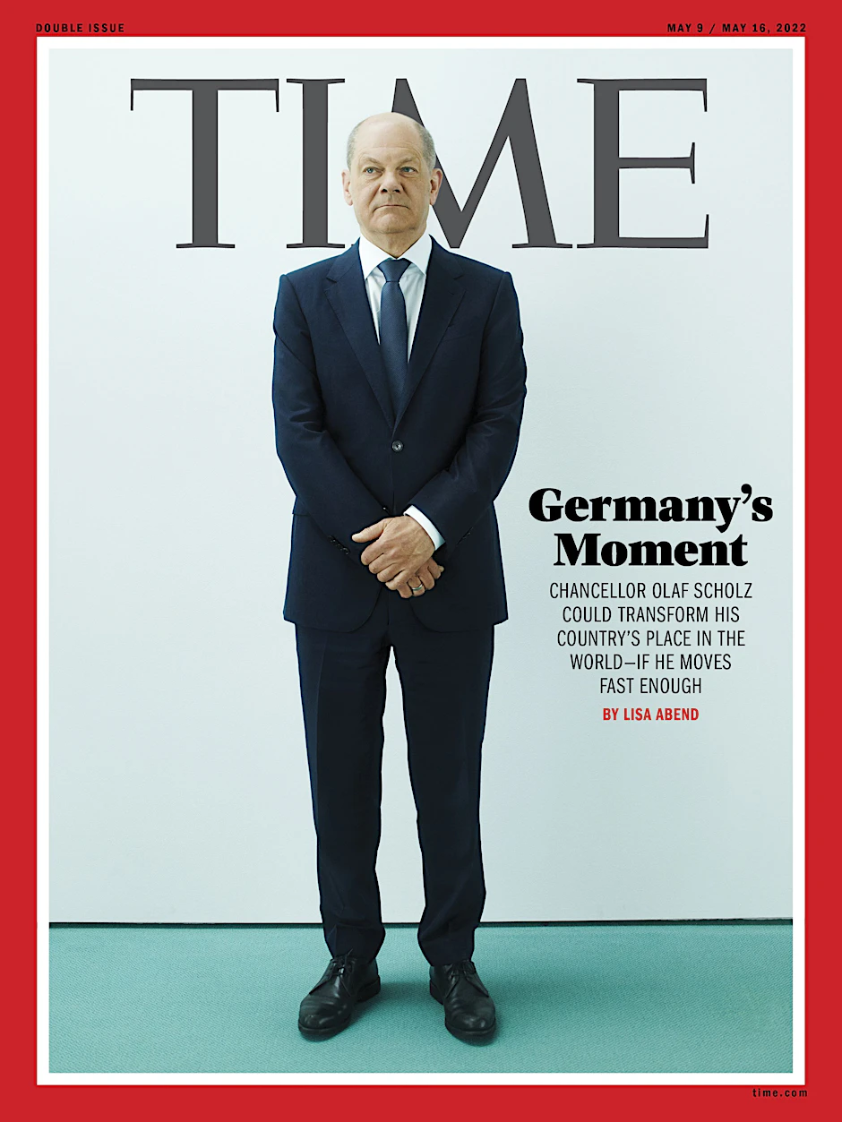 „Deutschlands Moment: Kanzler Olaf Scholz könnte den Platz seines Landes in der Welt verändern – wenn er schnell genug handelt“, findet das Time Magazine.