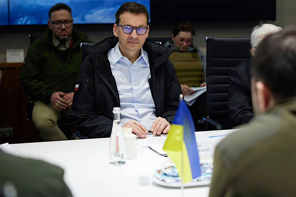 Polens Premierminister Mateusz Morawiecki bei seinem Besuch in der Ukraine