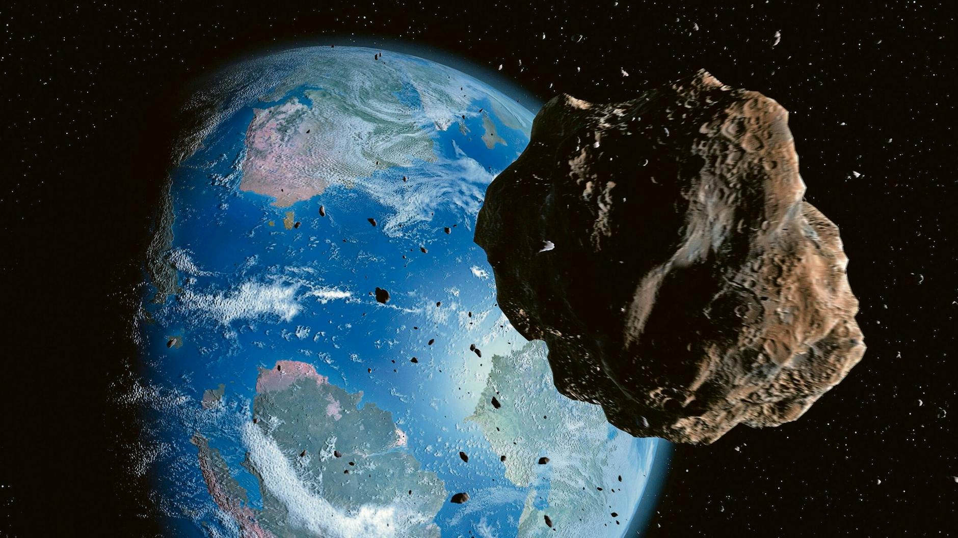 Ein Asteroid im Anflug auf die Erde.