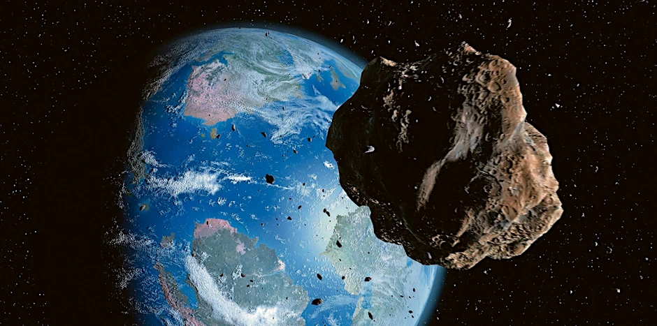 Ein Asteroid im Anflug auf die Erde.