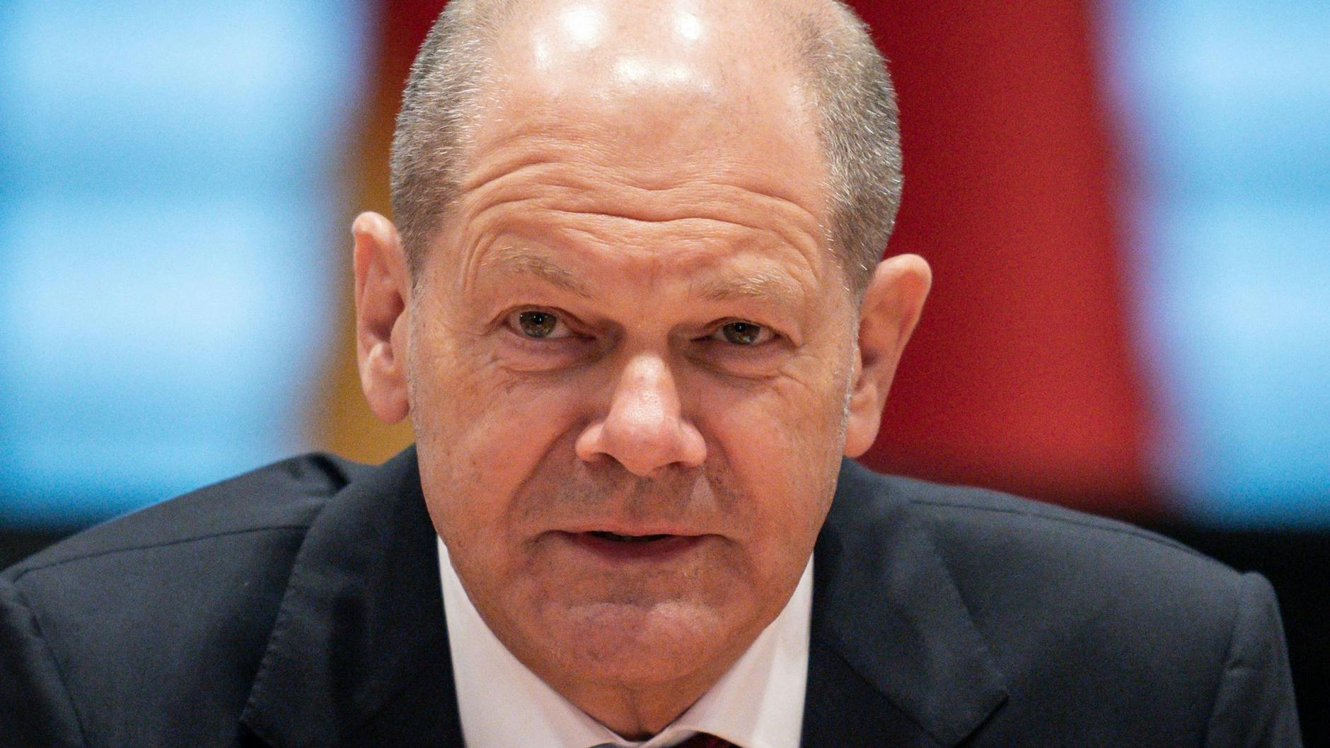 Bundeskanzler Olaf Scholz bei einer Kabinettssitzung.