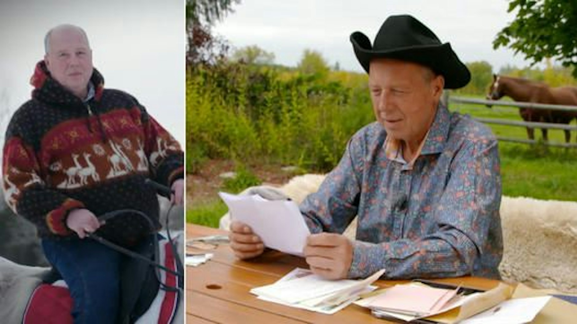 Da hat sich einiges getan: "Bauer sucht Frau International"-Kandidat Hans bei seiner Bewerbung und beim Lesen seiner Liebespost.