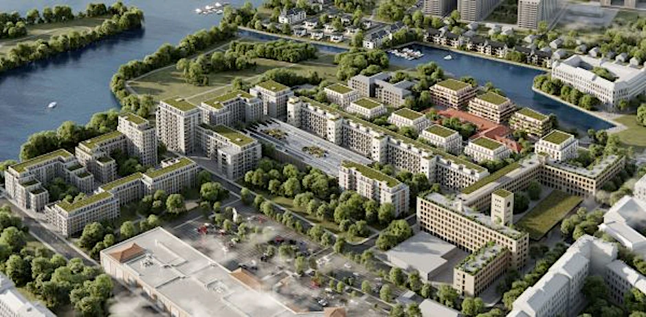 Blick von oben: So soll das neue Quartier am Havelufer aussehen, wenn es fertig ist. Einige Wohnungen entstehen direkt am Wasser.