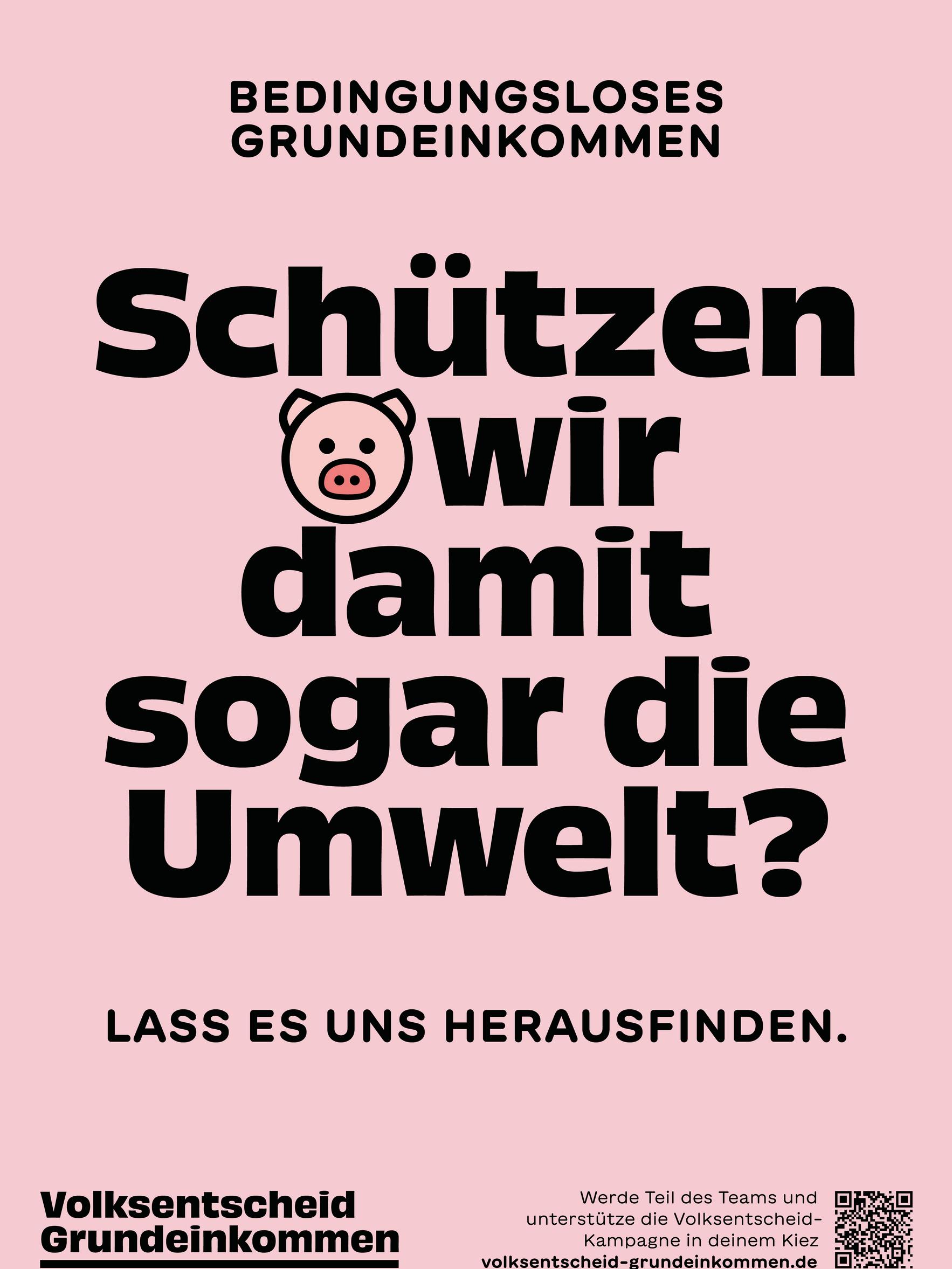Eines der rosa Plakate