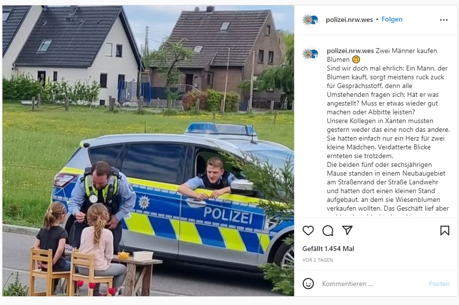 Mit diesem Post sorgt die Polizei Wesel derzeit für Aufsehen.