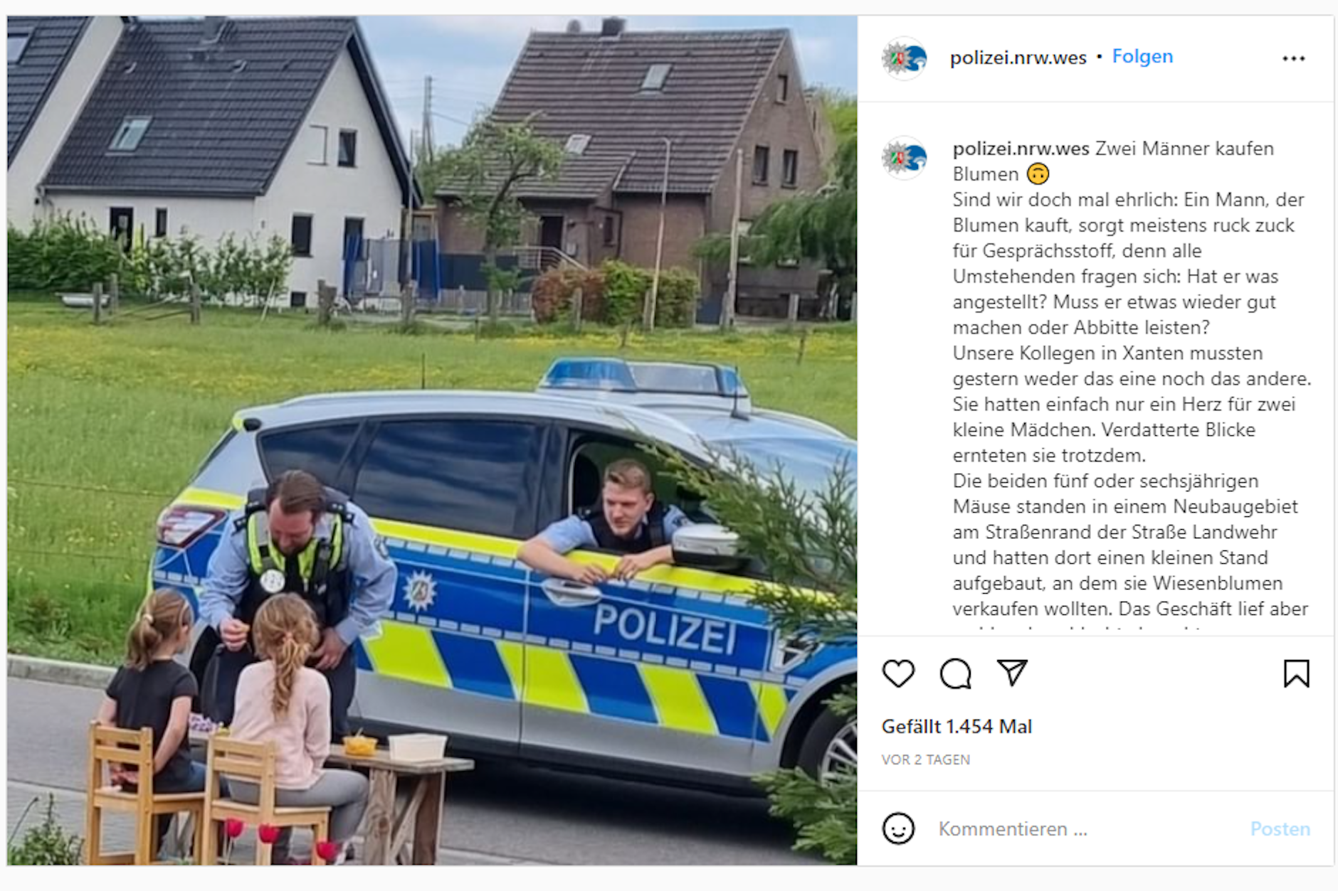 Mit diesem Post sorgt die Polizei Wesel derzeit für Aufsehen.