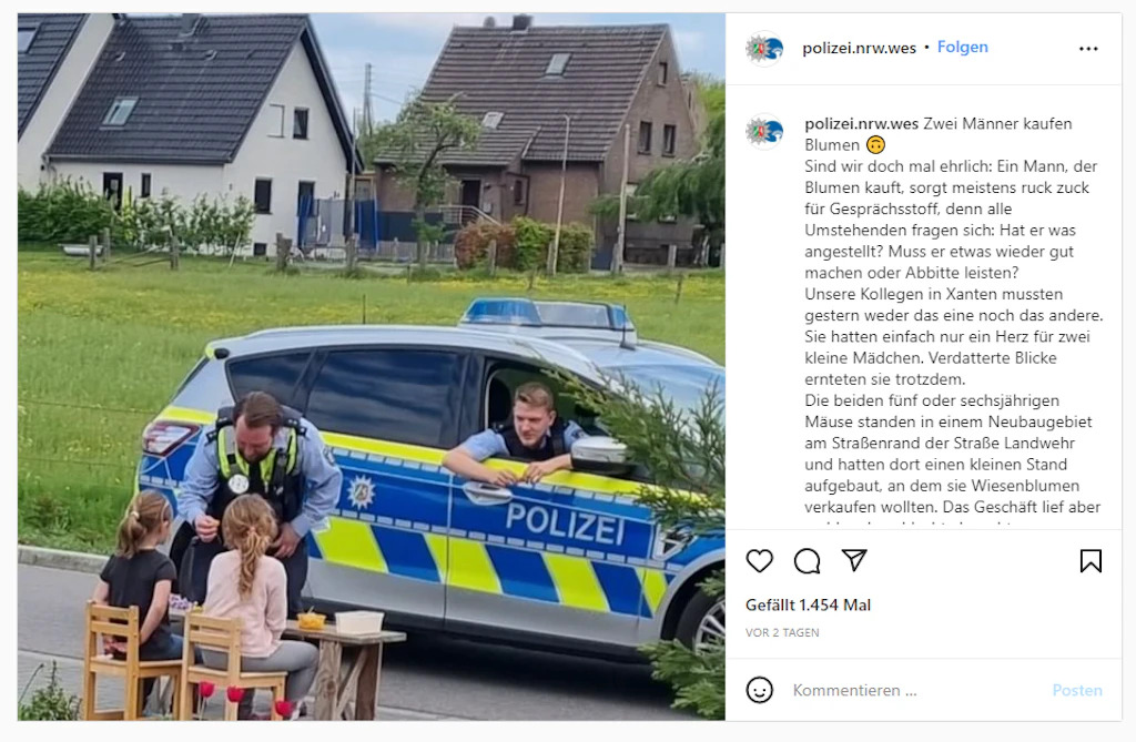 Mädchen verkaufen Blumen am Straßenrand – dann kommt die Polizei