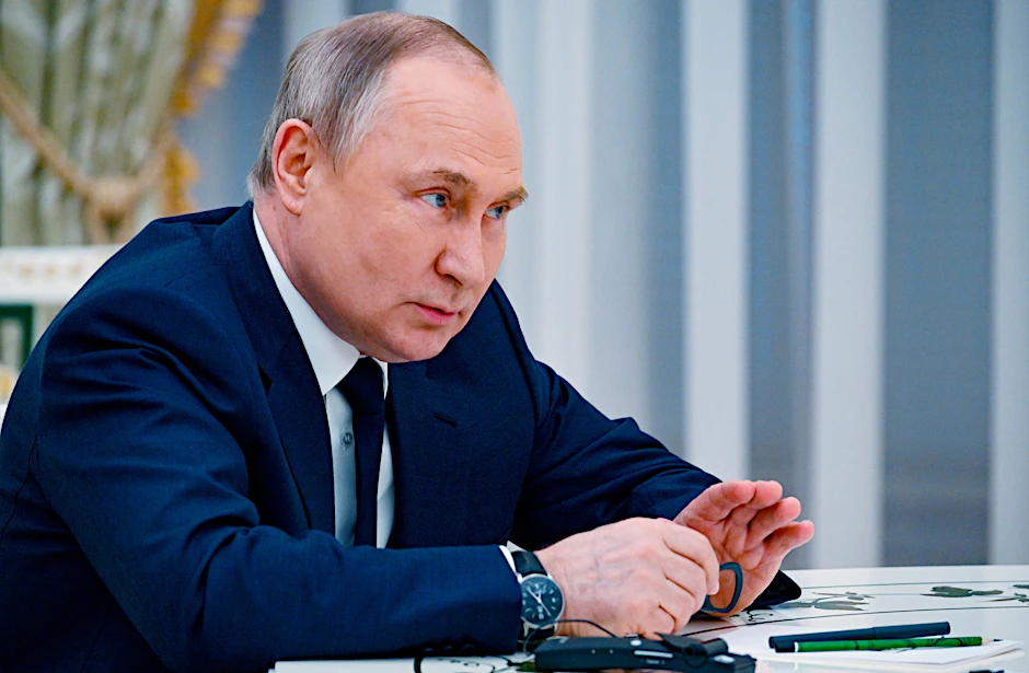 Der russische Präsident Wladimir Putin bei einem Gespräch mit UN-Generalsekretär António Guterres.