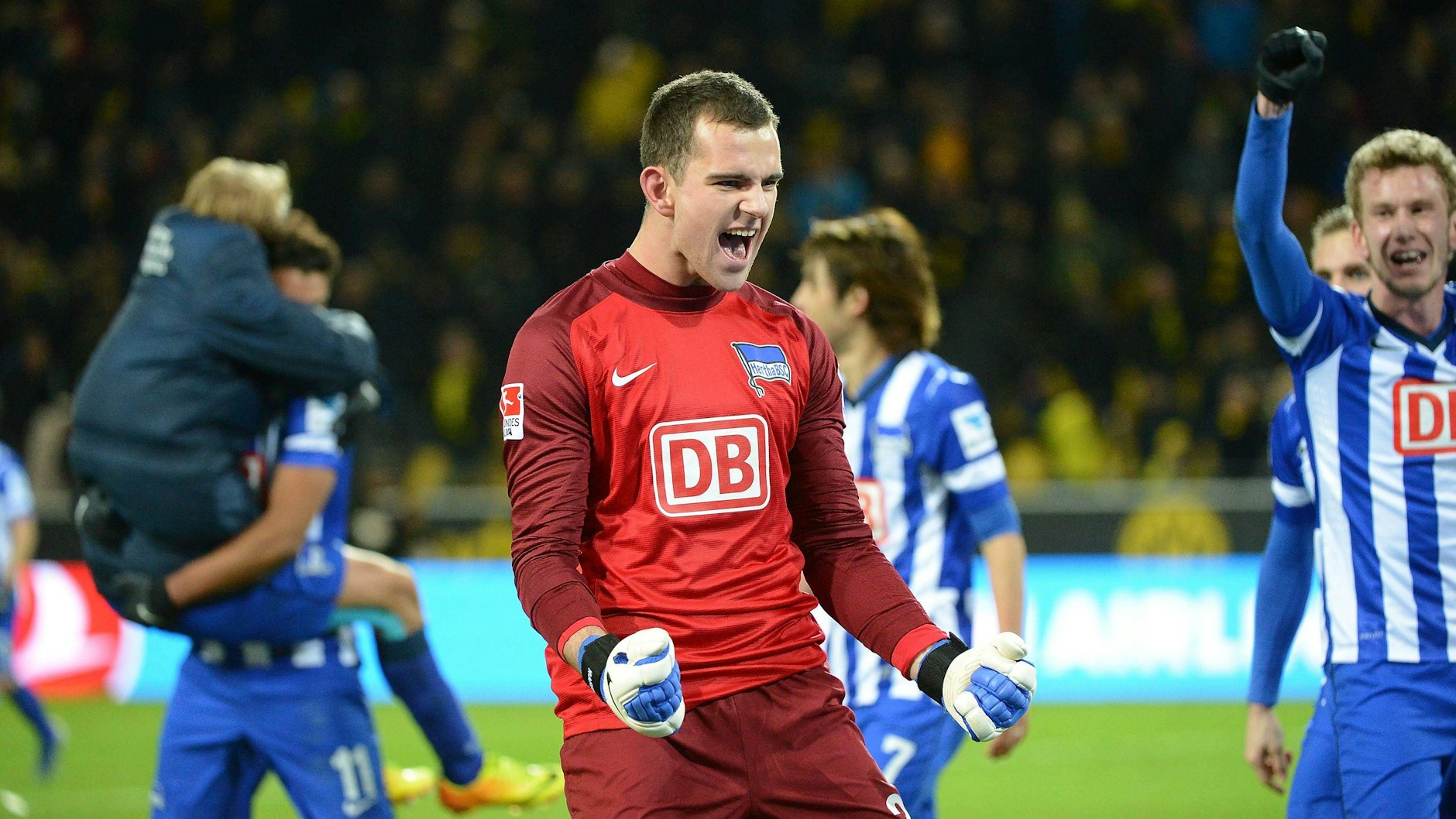 Marius Gersbeck glänzte beim Hertha-Sieg bei Borussia Dortmund und ließ seine Freude darüber freien Lauf.