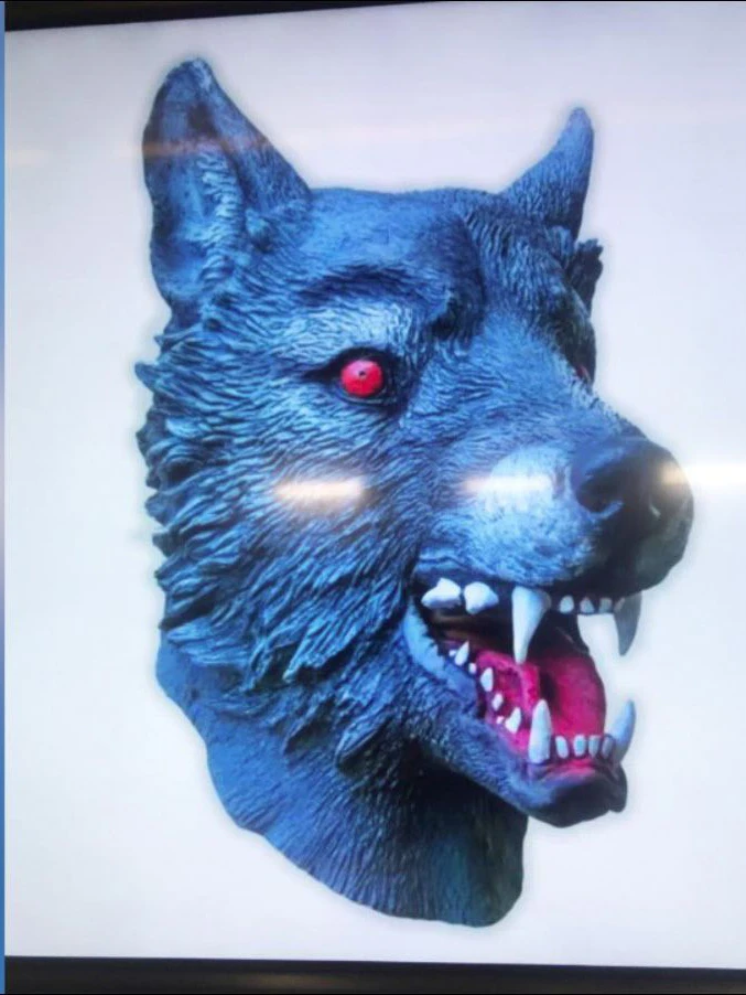 Die Polizei präsentierte in der Verhandlung eine Wolfsmaske, mit der der Täter sich zu tarnen versuchte.