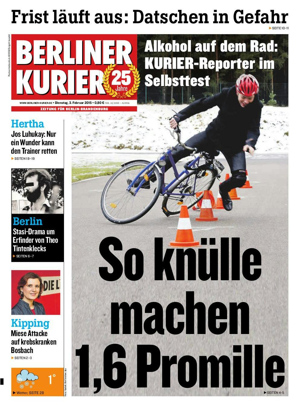 Die Titelseite aus dem Ich glotz TV-Podcast: Florian Thalmann beim Alkohol-Experiment auf dem Verkehrsübungsplatz.