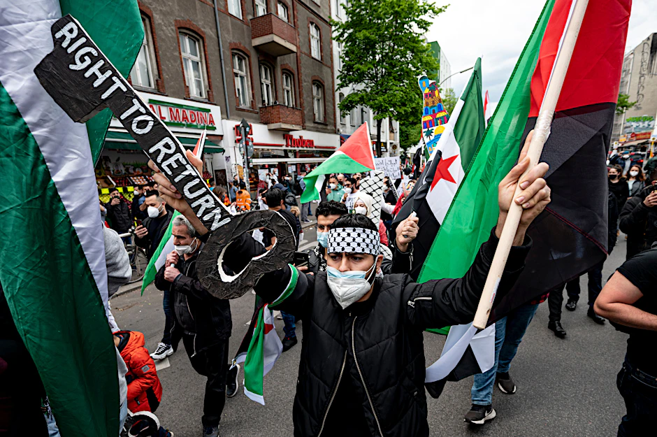 Im vergangenen Jahr demonstrierten am 15. Mai in Neukölln zum jährlichen Gedenktag Nakba Tausende Palästinenser gegen Israel.