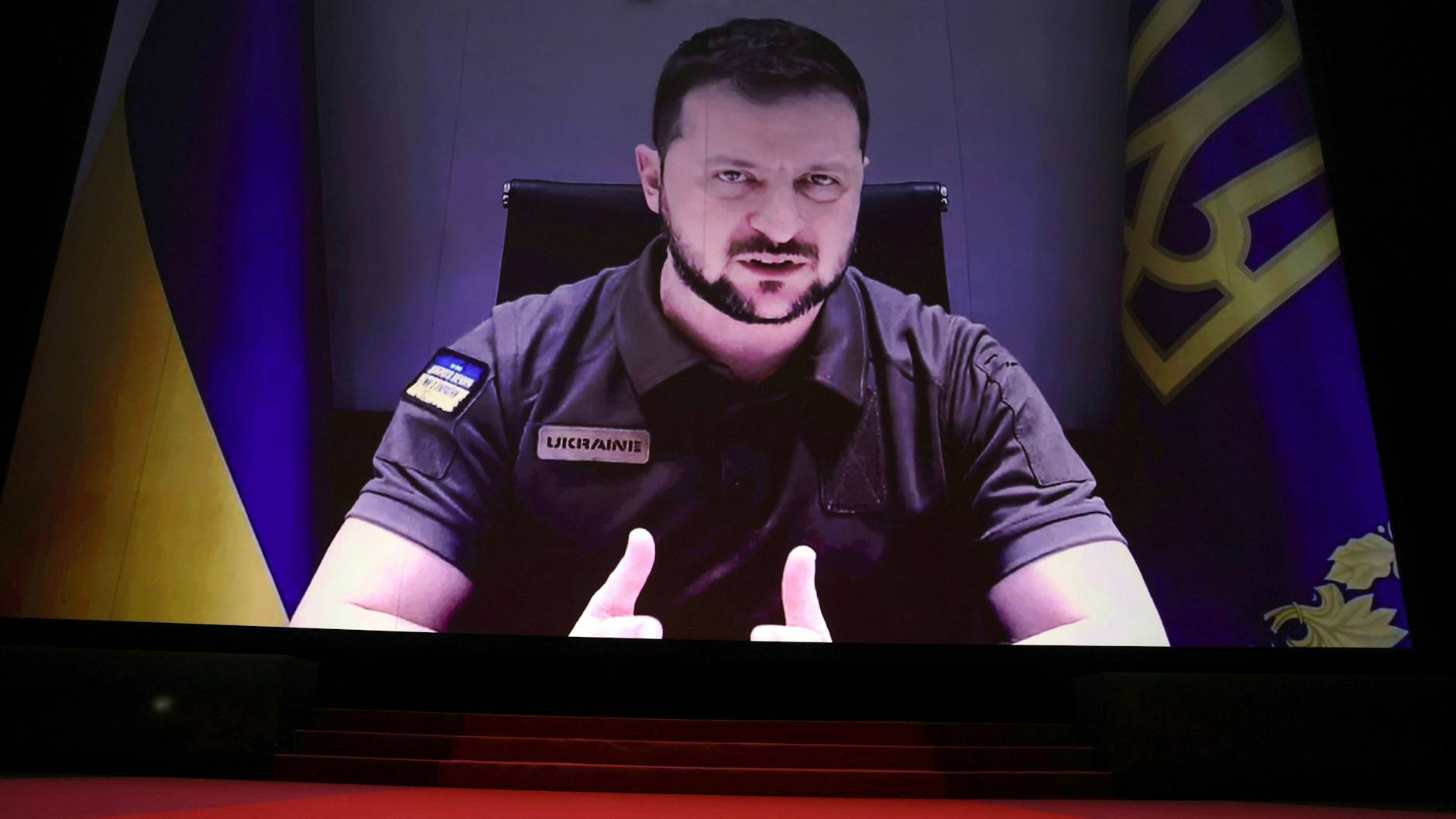 Der ukrainische Präsident bei der Eröffnungszeremonie des 75. Internationalen Filmfestivals in Cannes