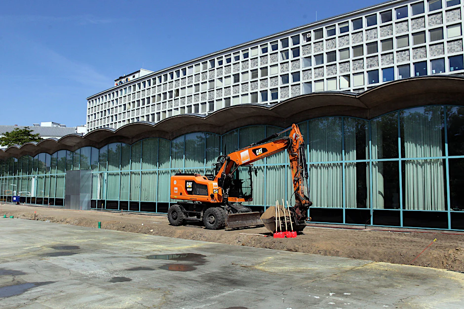 Das Fundament für die provisorische Erweiterung der Amerika-Gedenkbibliothek ist schon fertig.