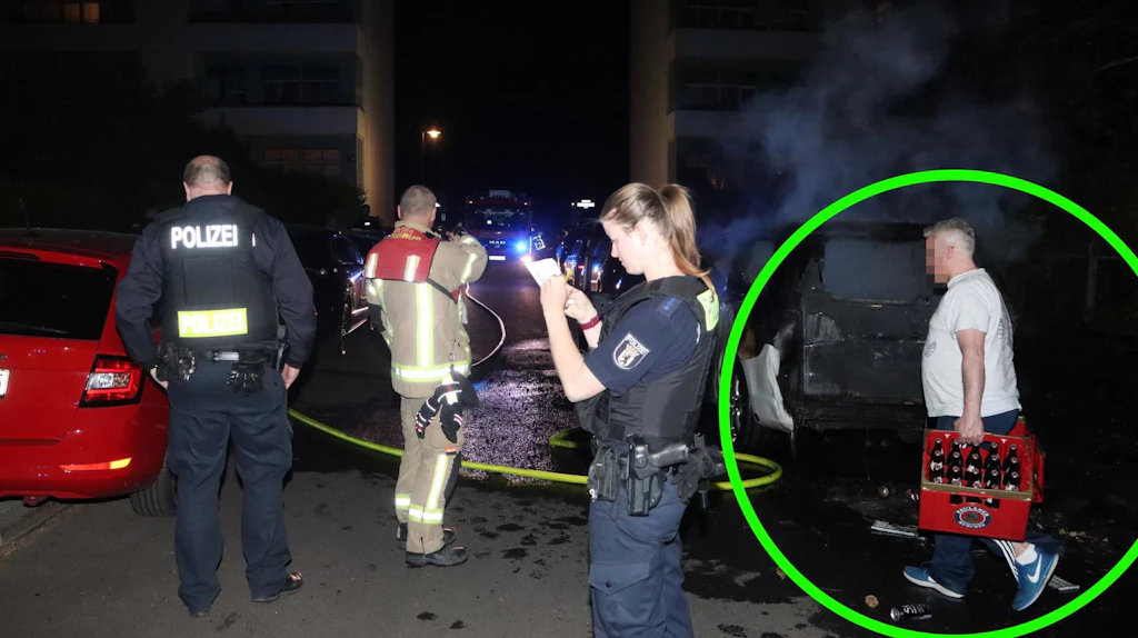 Irre Szene in Berlin-Britz: Auto komplett ausgebrannt, zwei Kisten Bier gerettet!