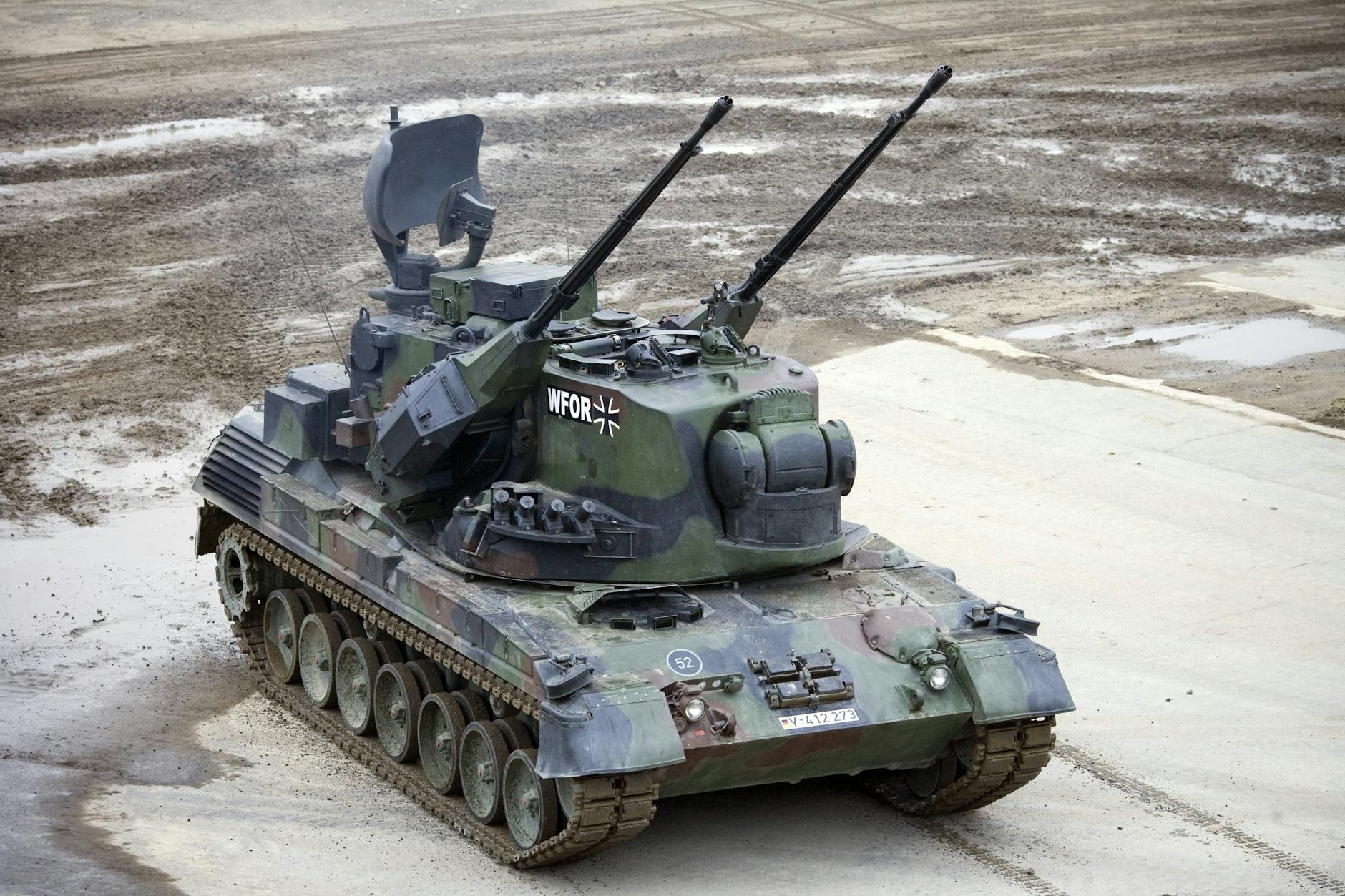 Flugabwehrpanzer Gepard 2A6 der Bundeswehr. 