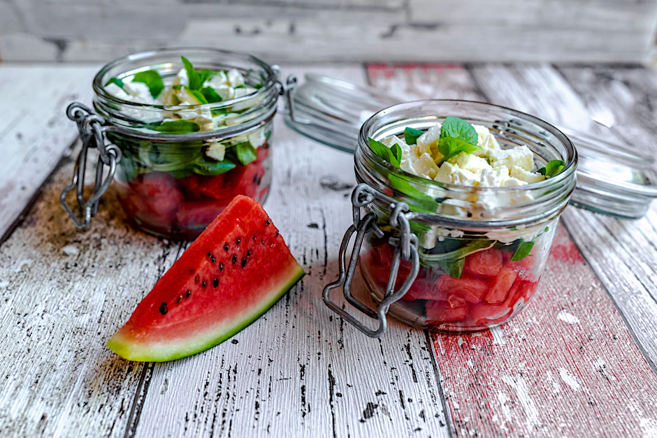 Leckerer Melonensalat mit Feta ist perfekt fürs schnelle Abendbrot oder das Grill-Büfett. Probieren Sie das Rezept mal aus.