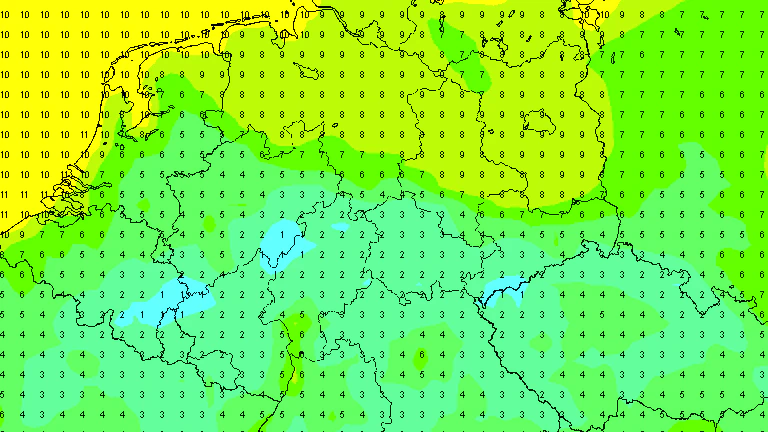 Frühwerte am Sonntagmorgen: In 2 Meter Messhöhe liegen die Werte teilweise nur um 1 bis 5 Grad. Direkt am Erdboden ist sogar Bodenfrost noch mal ein Thema!