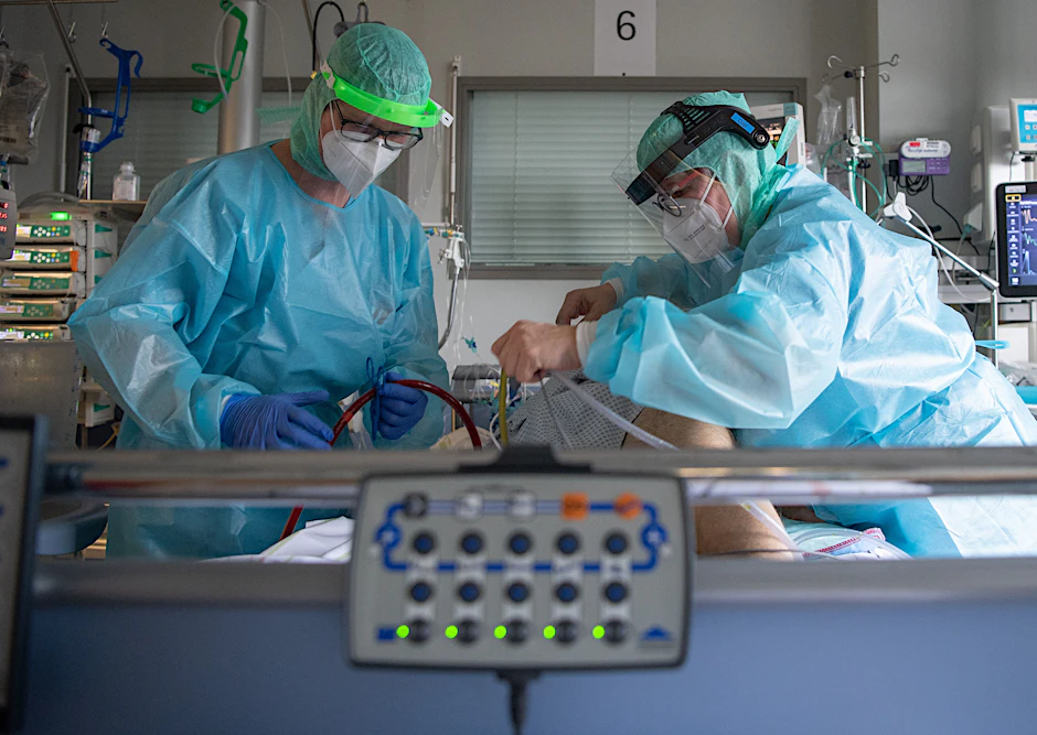Eine Covid-Intensivstation in Deutschland im Februar 2022