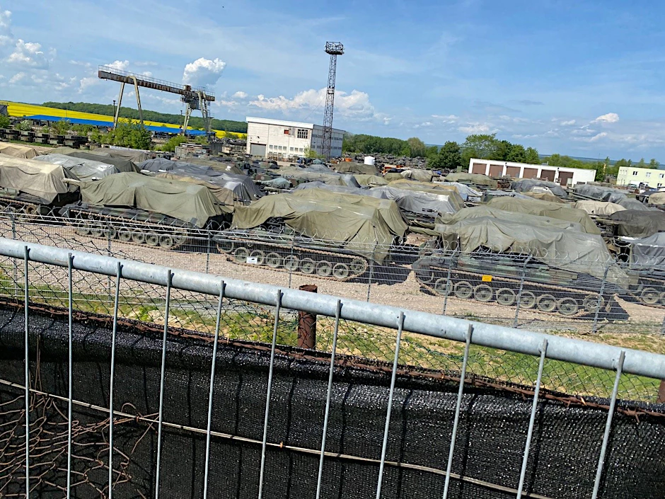 Geparde auf dem Gelände des Panzerfriedhofs in Rockensußra, Thüringen