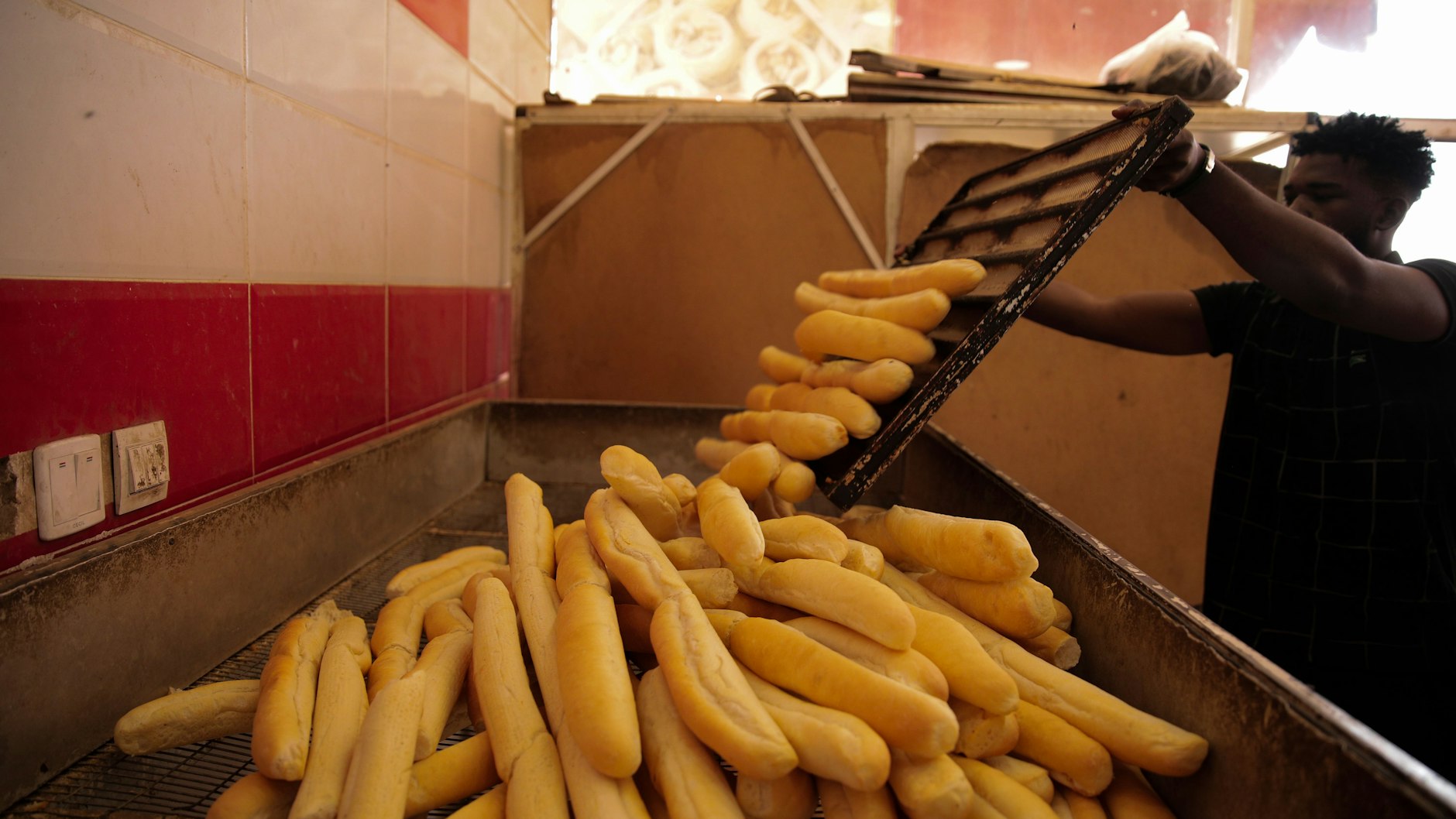 Bäckerei in Khartoum, Sudan, März 2022. Die UNO hat davor gewarnt, dass mehr als 18 Millionen Menschen im Sudan, fast die Hälfte der Bevölkerung, von akutem Nahrungsmangel bedroht sind.