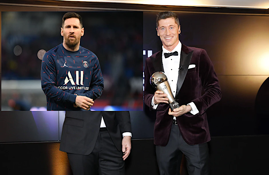 Lionel Messi und Robert Lewandowski (r.) sind nicht zum ersten Mal geteilter Meinung was die Wahl zum Weltfußballer betrifft.