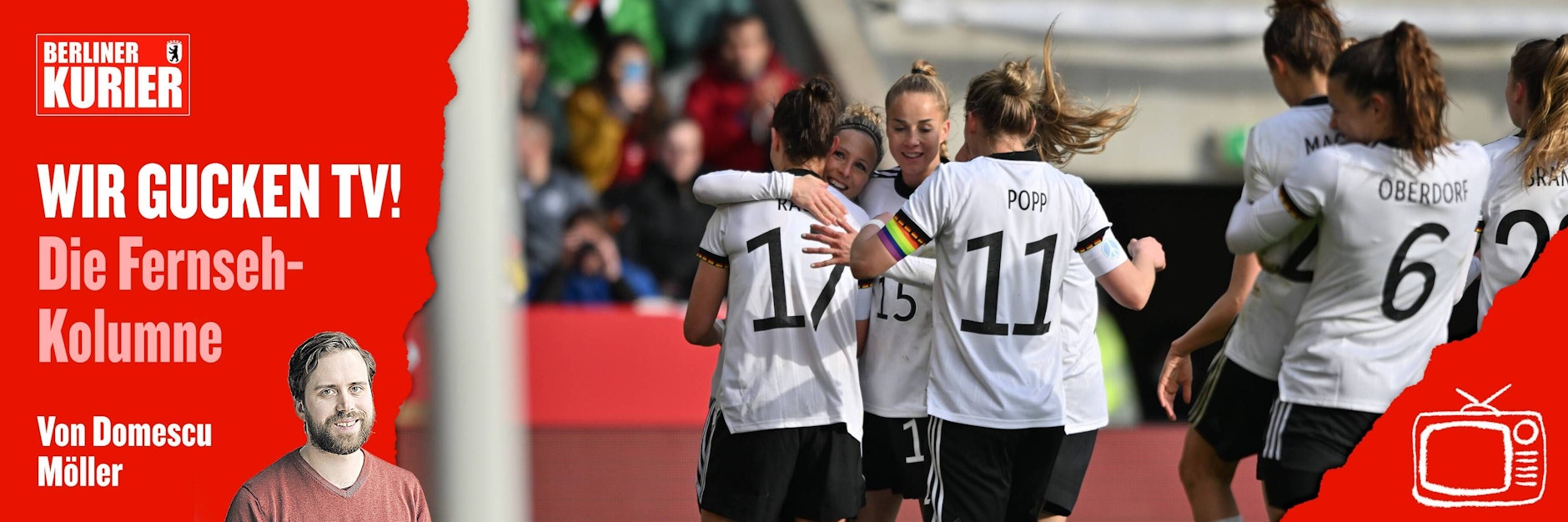 Deutschlands beste Fußballerinnen bejubeln einen Treffer. Haben sie bei der EM in England auch Grund zum feiern?