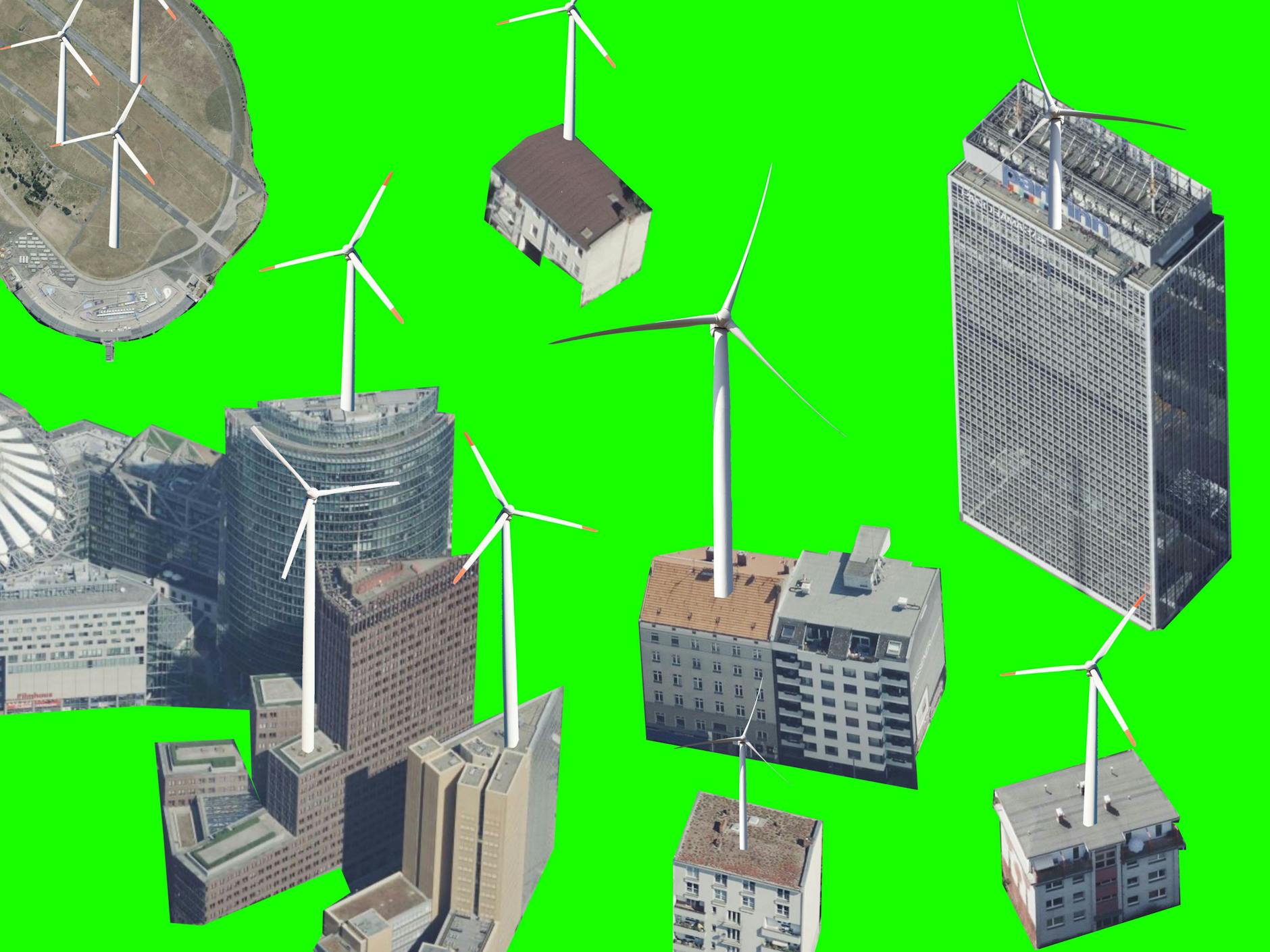 So ähnlich könnten Windräder in Berlin verteilt werden, wenn es nach den Grünen ginge.