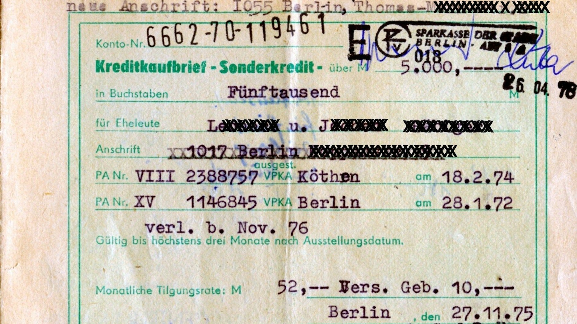 Ehekredit für junge Leute. Mit 5000 Mark konnte man schon einiges anfangen.