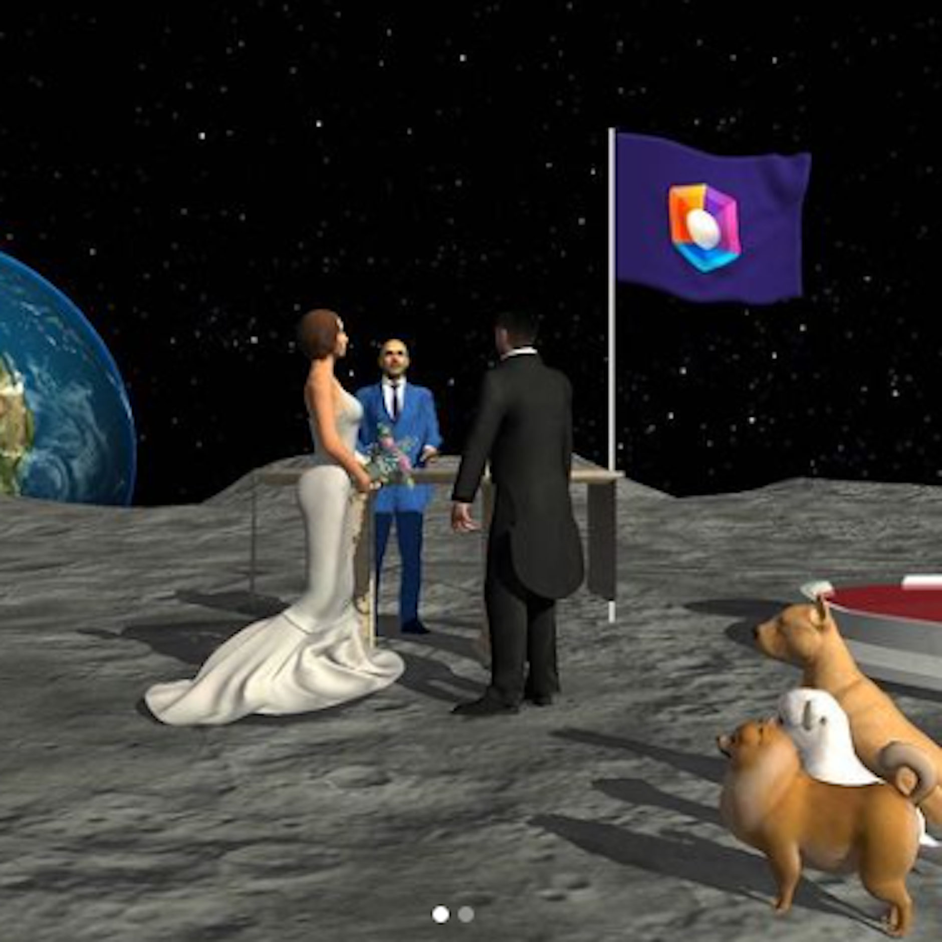 Abgehoben auf dem Mond: die digitale Trauung von Prince Boateng und Valentina Fradegrada.