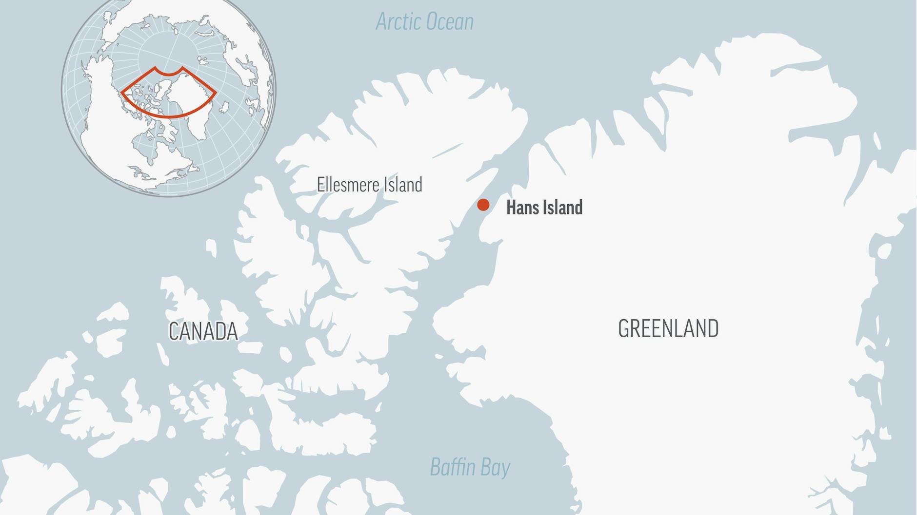 Die Hans-Insel liegt zwischen Grönland und Kanada.