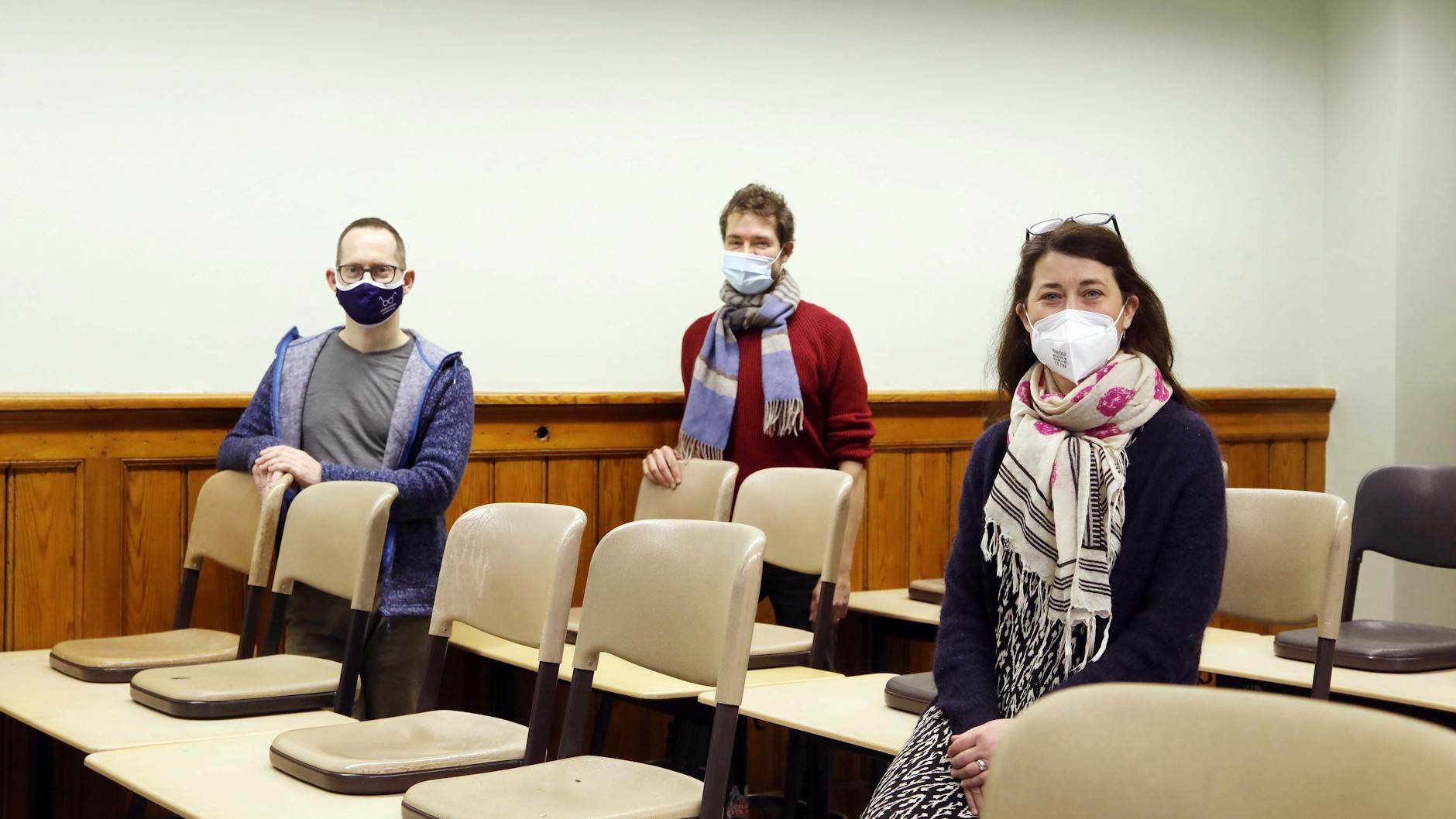Im John-Lennon-Gymnasium ist man für das digitale Lernen gut aufgestellt. Darum kümmern sich aus dem Kollegium Nico Wirtz, Heiko Ramsthaler und die Direktorin Antoneta Berisha.