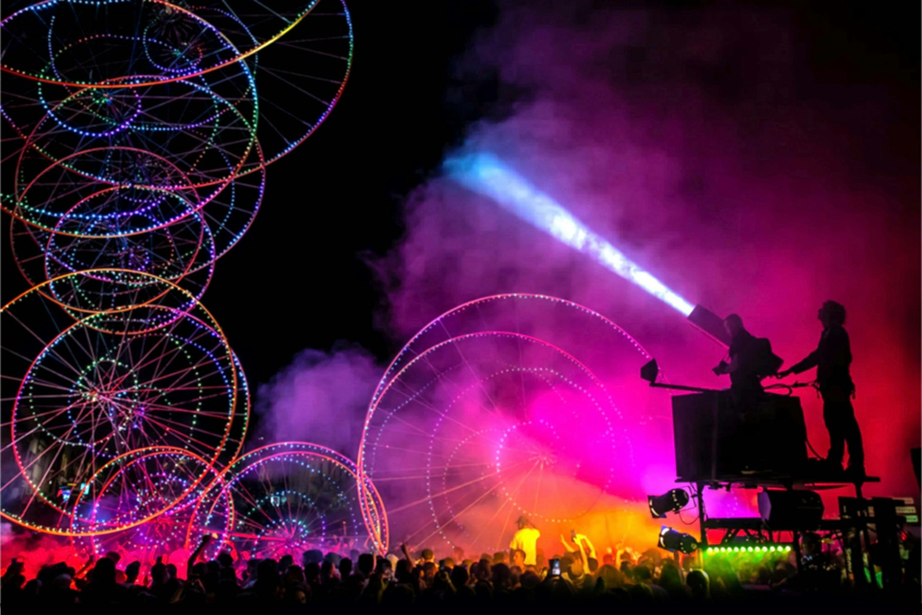 Die Lichtshow der&nbsp;Compagnie Off beim Burning Man Festival