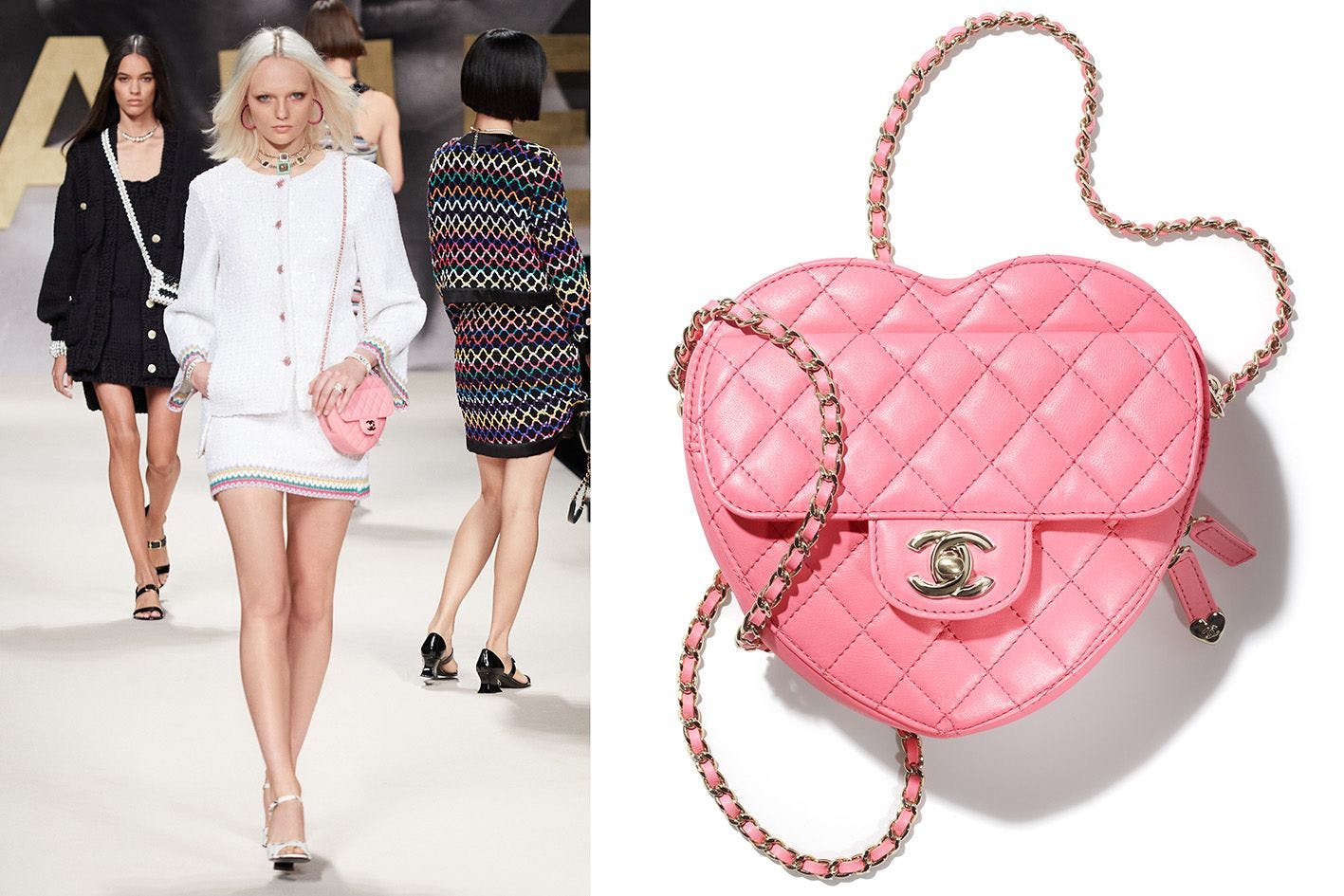 Virginie Viards Neuauflage der Chanel-Herzchentasche für diesen Sommer. Statt Griff hat sie einen Trageriemen. Kostenpunkt: 4800 Euro.