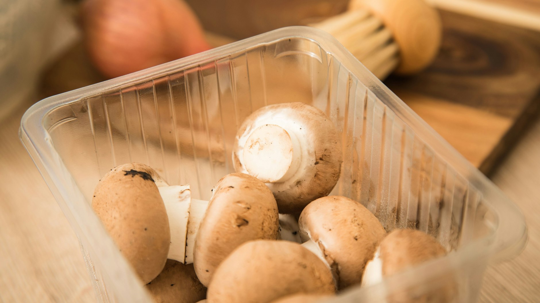 Pilze sollte man direkt nach dem Kauf von ihrer Plastikverpackung befreien.