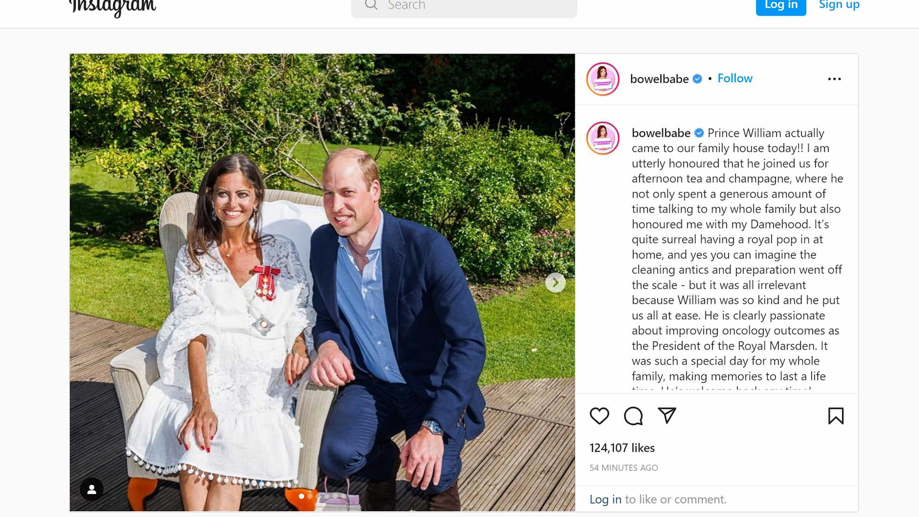 Instagram-Post von Deborah James/Bowelbabe zeigt Prinz William, Herzog von Cambridge, zu Besuch bei der Familie von Deborah James