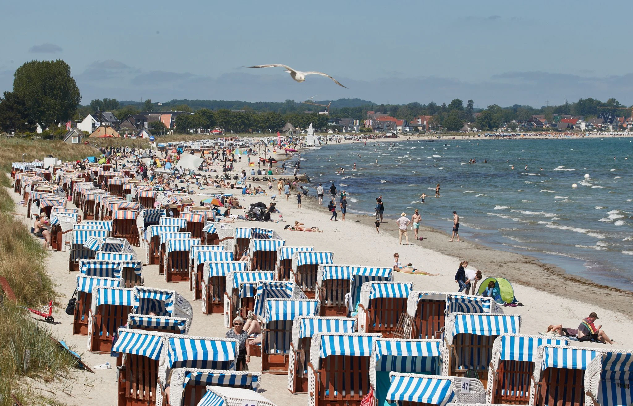 ARCHIV - Strandurlauber genießen die Sonne und die Ostsee in Scharbeutz.  