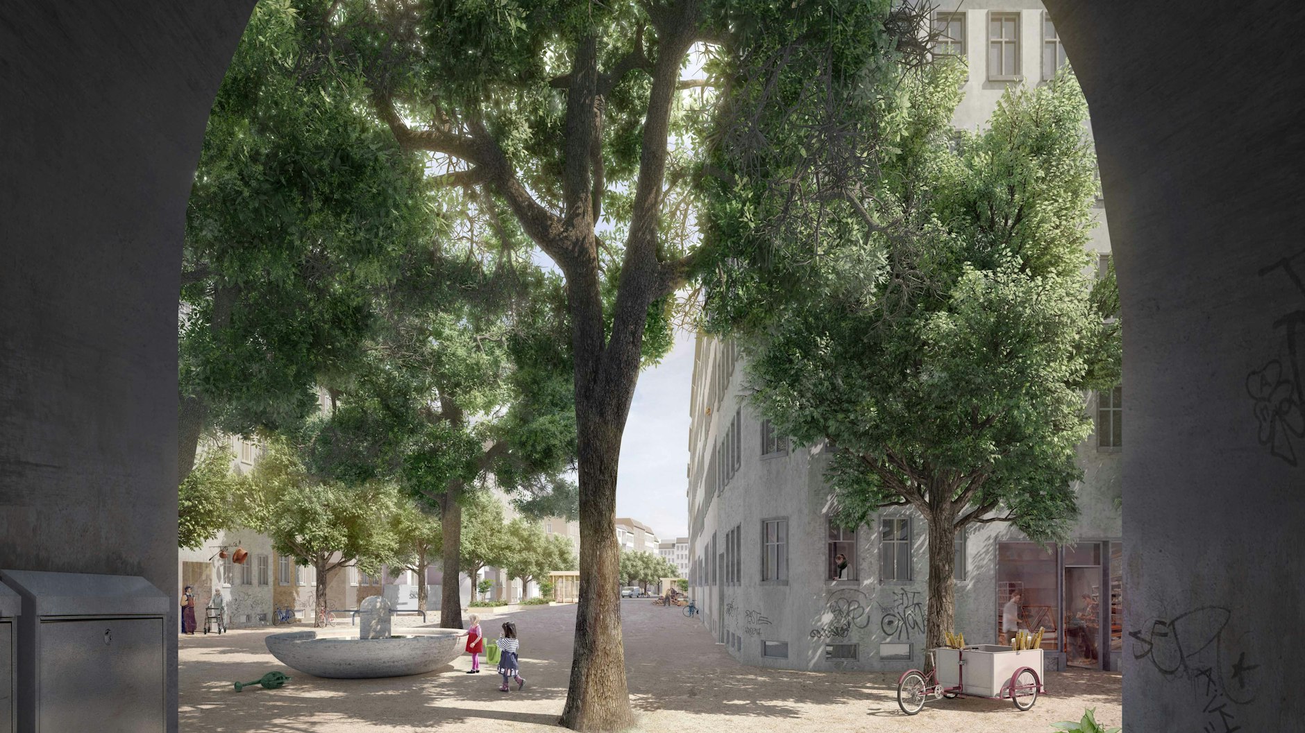 „Die Straße ist unser Treffpunkt mit dem Fremden. Verändern wir Straße – verändern wir Gesellschaft“, lautet die erste These des Manifests. Das ist die Illustration dazu.