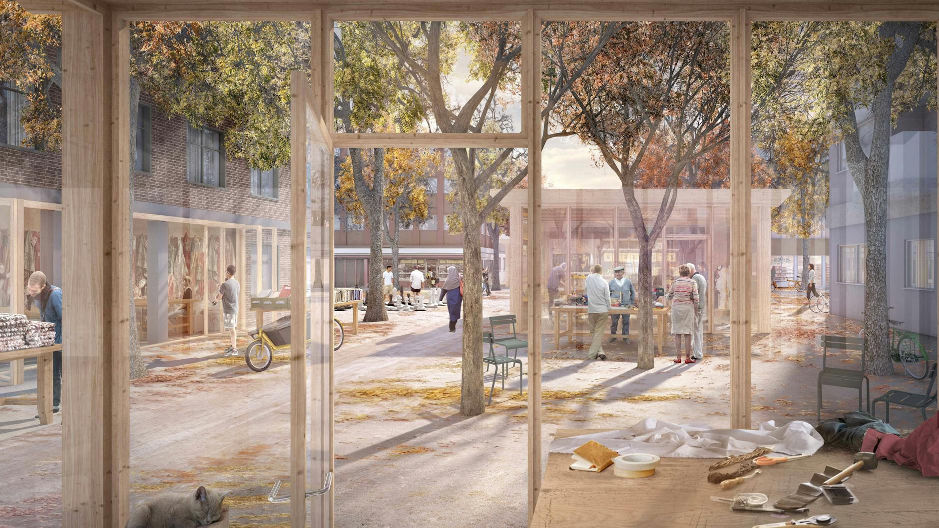 Und die Wirtschaft? Wo einst Autos standen, könnten in Zukunft Handwerker arbeiten. Natürlich nicht in Gebäuden, bei deren Bau Zement oder Beton verwendet wurde, sondern zum Beispiel in Holzpavillons.