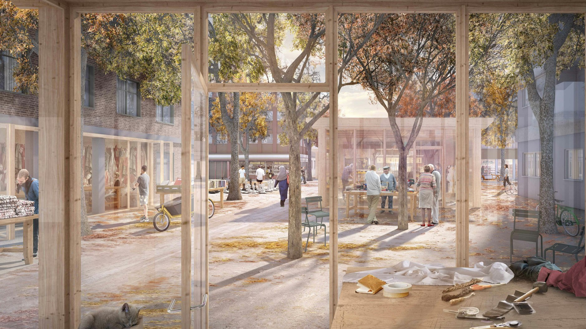 Und die Wirtschaft? Wo einst Autos standen, könnten in Zukunft Handwerker arbeiten. Natürlich nicht in Gebäuden, bei deren Bau Zement oder Beton verwendet wurde, sondern zum Beispiel in Holzpavillons.