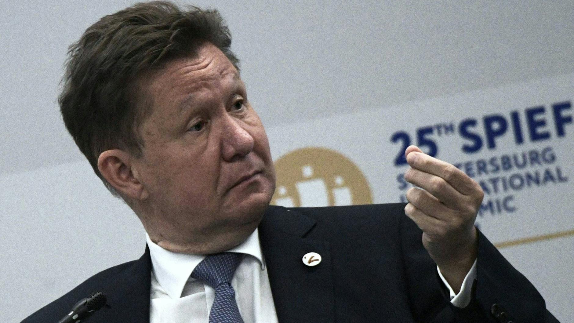 Gazprom-Chef Alexei Miller auf dem Wirtschaftsforum in Sankt Petersburg, am 16. Juni 2022.