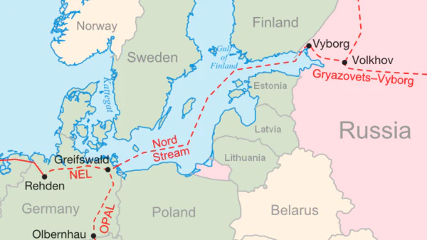 Der Verlauf der Pipeline Nord Stream 1