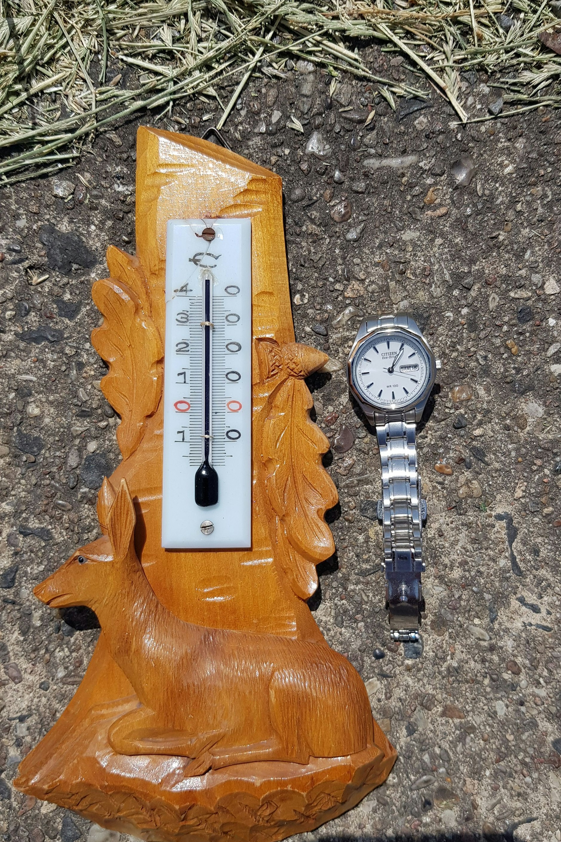 Das im Jahr 1955 gefertigte Thermometer ist überfordert, die Quecksilbersäule ist am Ende: Messung auf dem Tempelhofer Feld, 18. Juni. 2022, 13.05 Uhr.