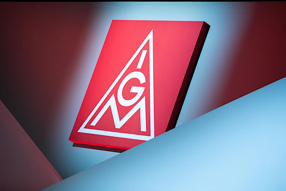 ARCHIV - Das Logo der IG Metall ist an einer Wand zu sehen.  