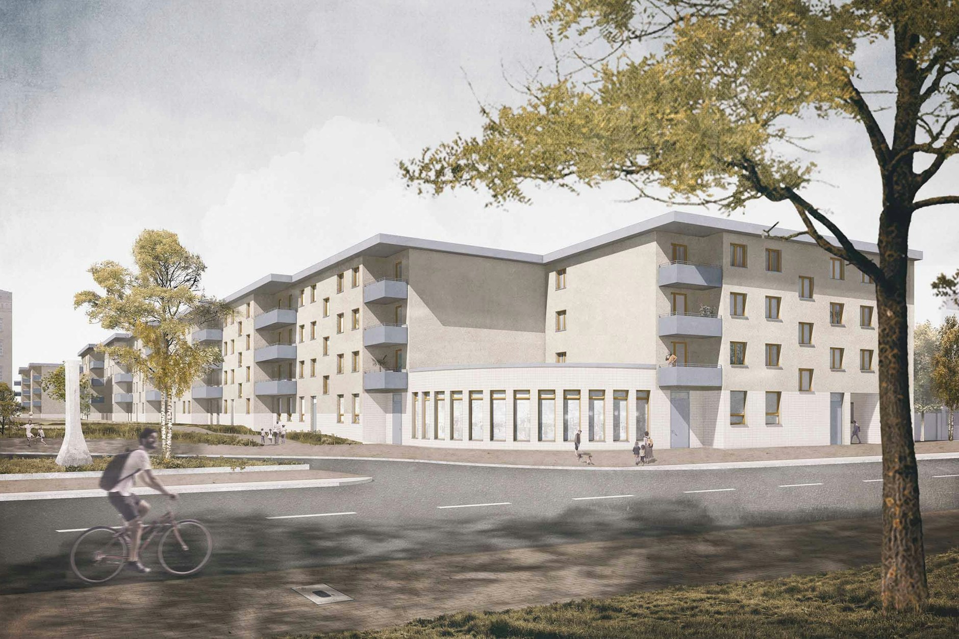 Mit Balkonen: Die geplante Unterkunft für Geflüchtete in Spandau.