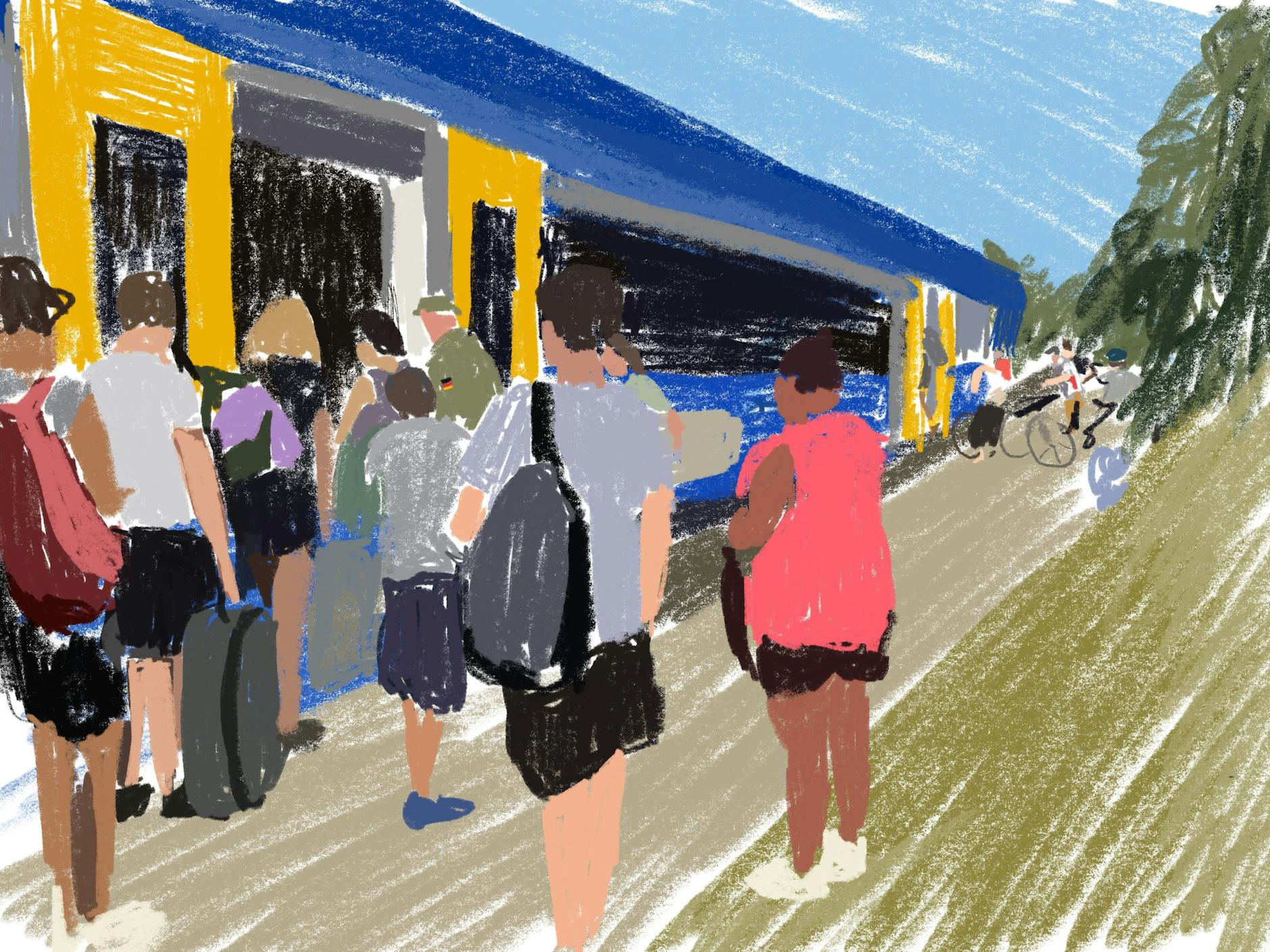 Andrang im Bahnhof Templin Stadt vor der Rückfahrt nach Eberswalde. Ein paar Stationen weiter südlich werden in der Regionalbahn der Linie RB63 nur noch Stehplätze frei sein.