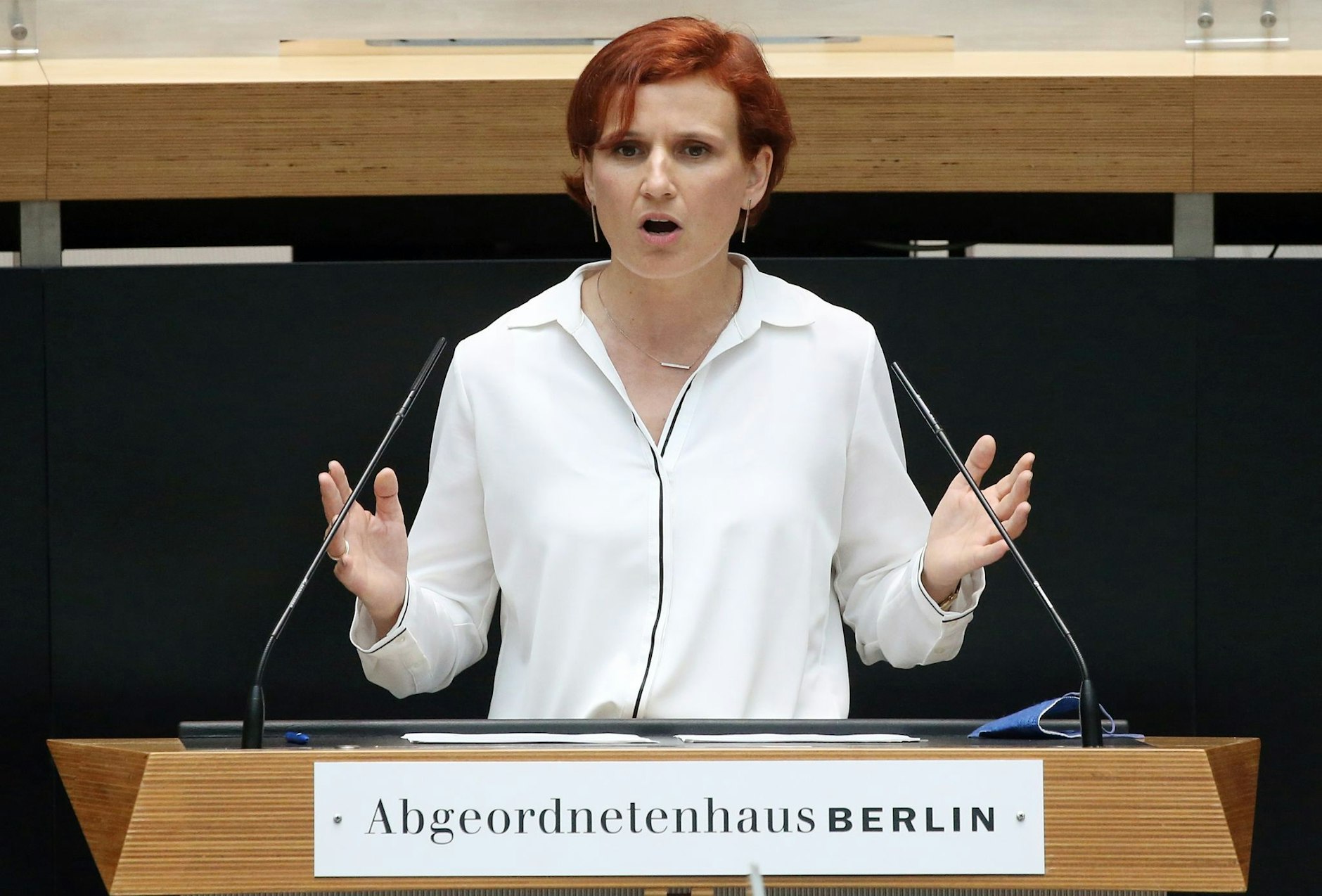 Katja Kipping (Linke) spricht.  