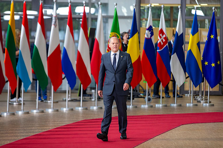 Bundeskanzler Olaf Scholz in Brüssel.  