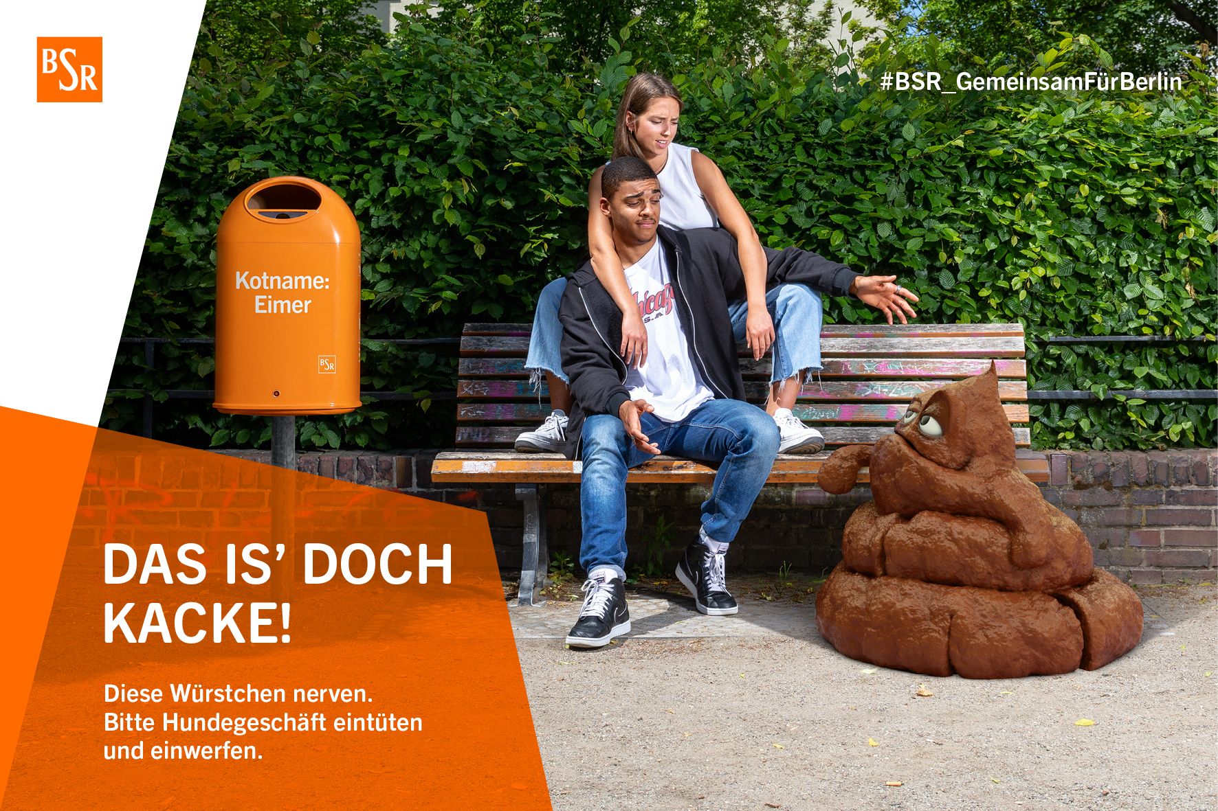 Mit großen Hundehaufen und Zigarettenkippen wirbt jetzt die BSR für ein sauberes Berlin