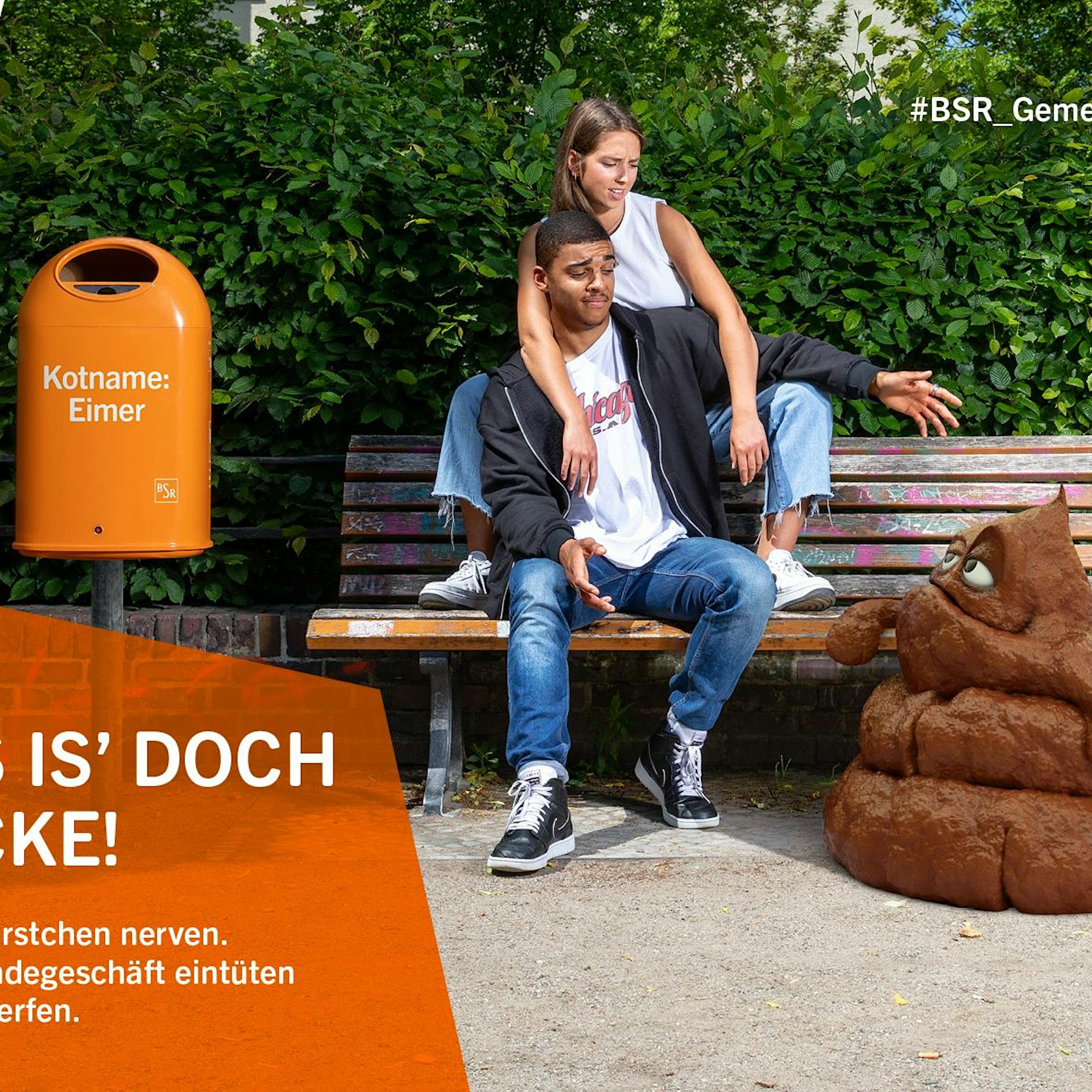 Mit großen Hundehaufen und Zigarettenkippen wirbt jetzt die BSR für ein sauberes Berlin